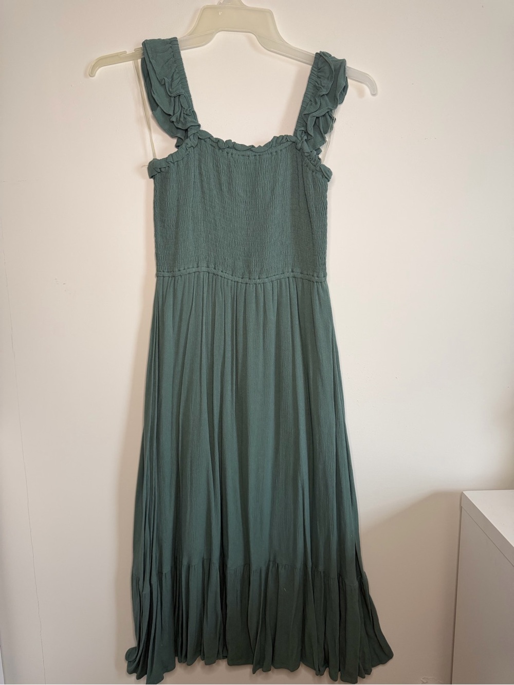 Sleeveless Ruffle Strap Maxi Dress - Sage Green